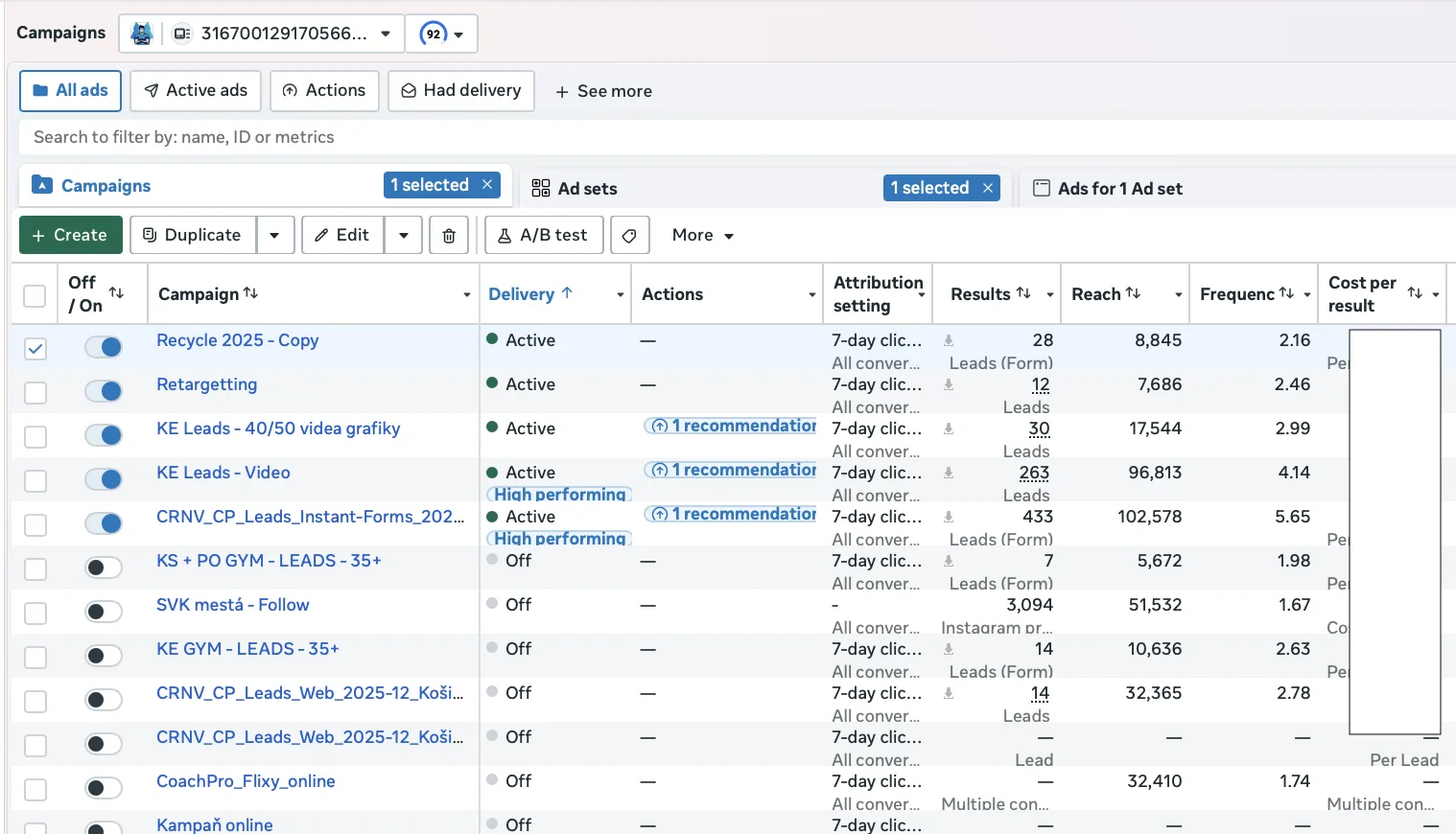 Coach Pro — Ads Manager — Meta Ads screenshot