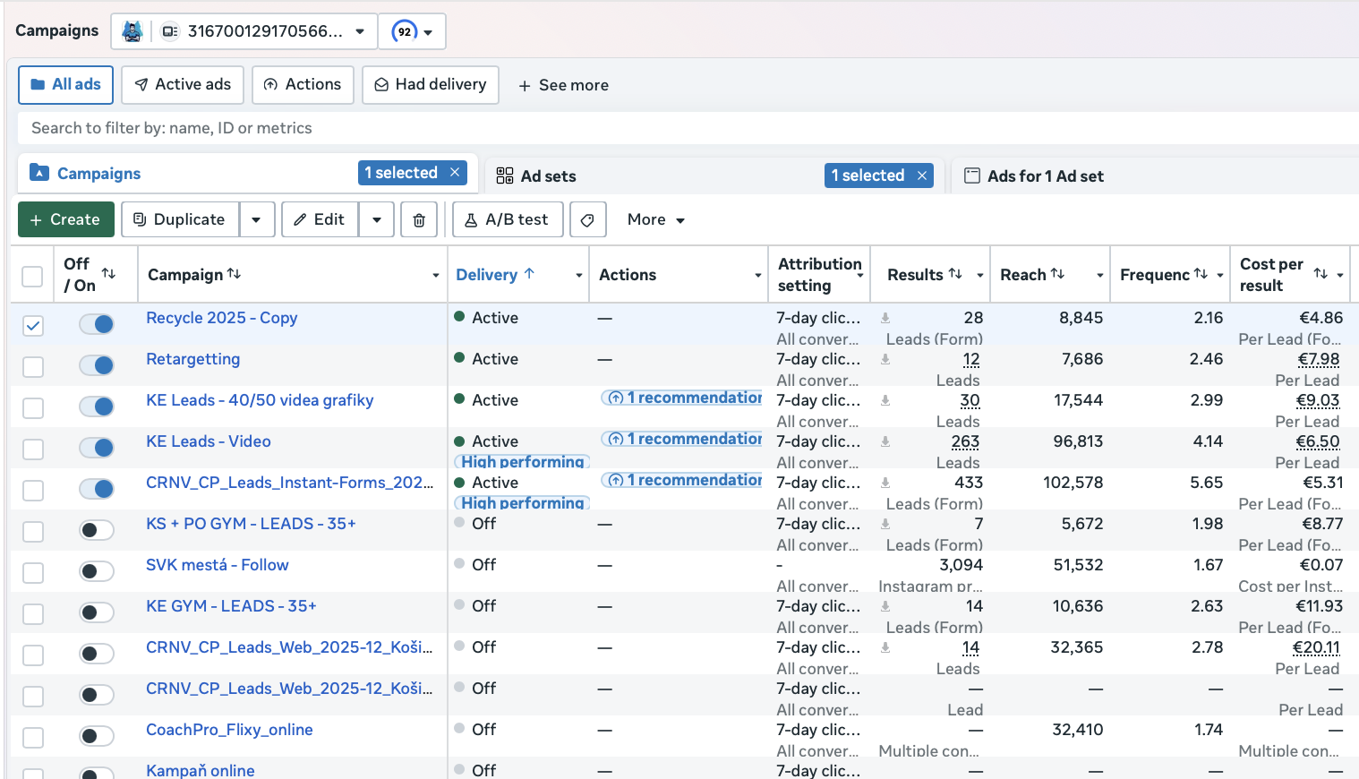 Coach Pro — Ads Manager — Meta Ads screenshot